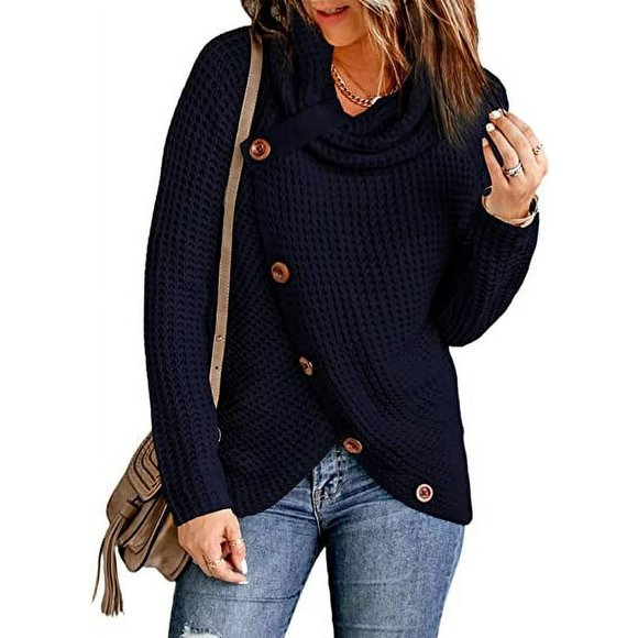 Long Sleeve Waffle Knit Cowl Neck Sweater - Picture 3 of 11